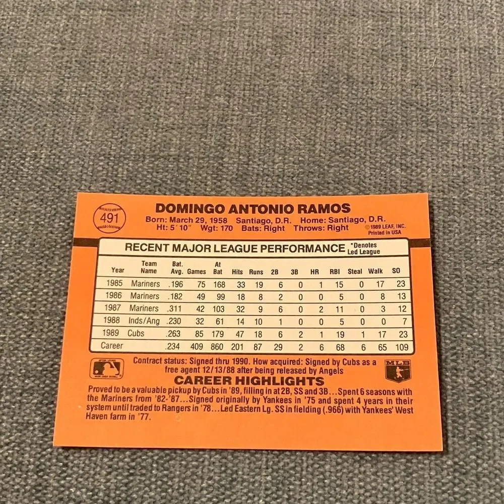 1990 Donruss Chicago Cubs Baseball Card Trading Card